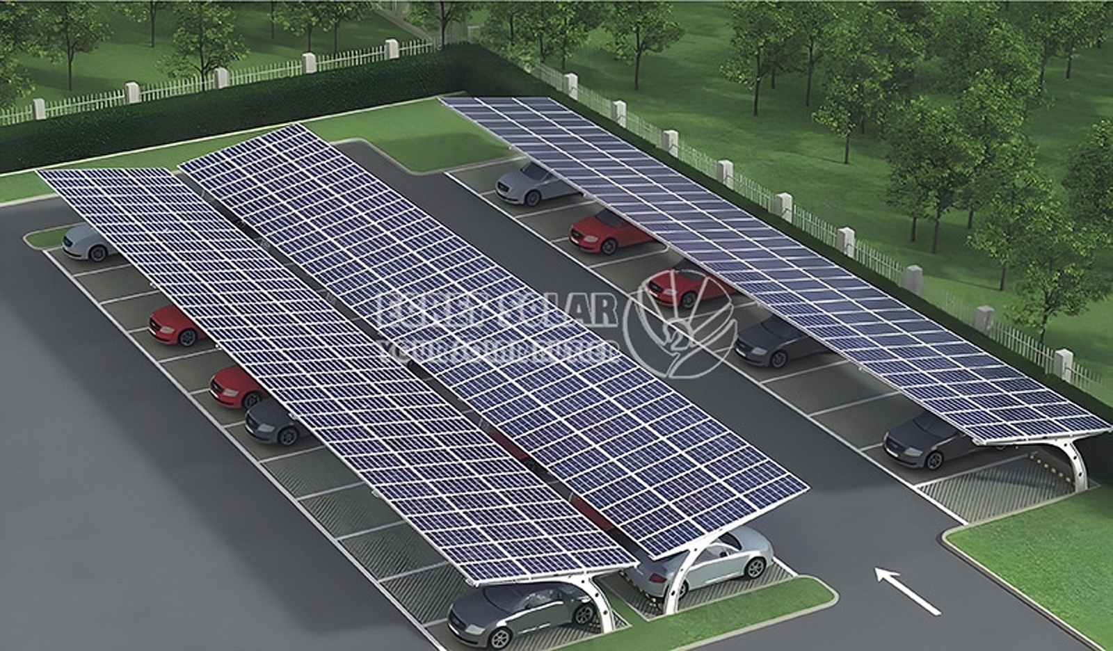 Carbon Steel Solar Carport: ກໍາລັງຂັບລົດສໍາລັບອະນາຄົດສີຂຽວ