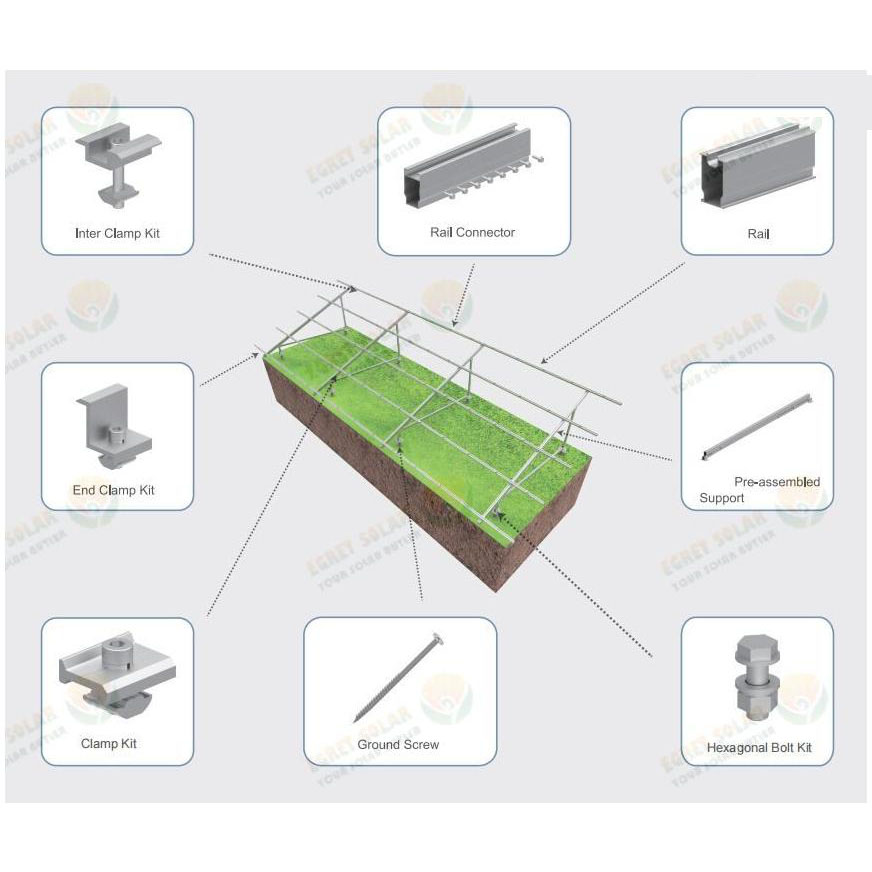 Solar Panel Ground Mounting Structure ລະບົບ Solar racking